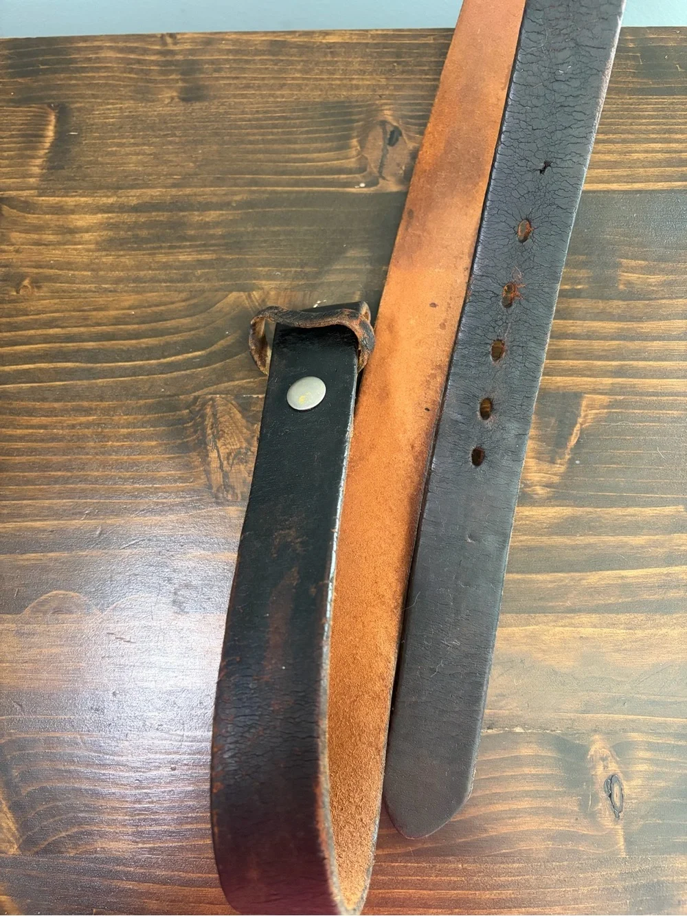 Vintage Brown Leather Men's Belt Strap Unbranded
